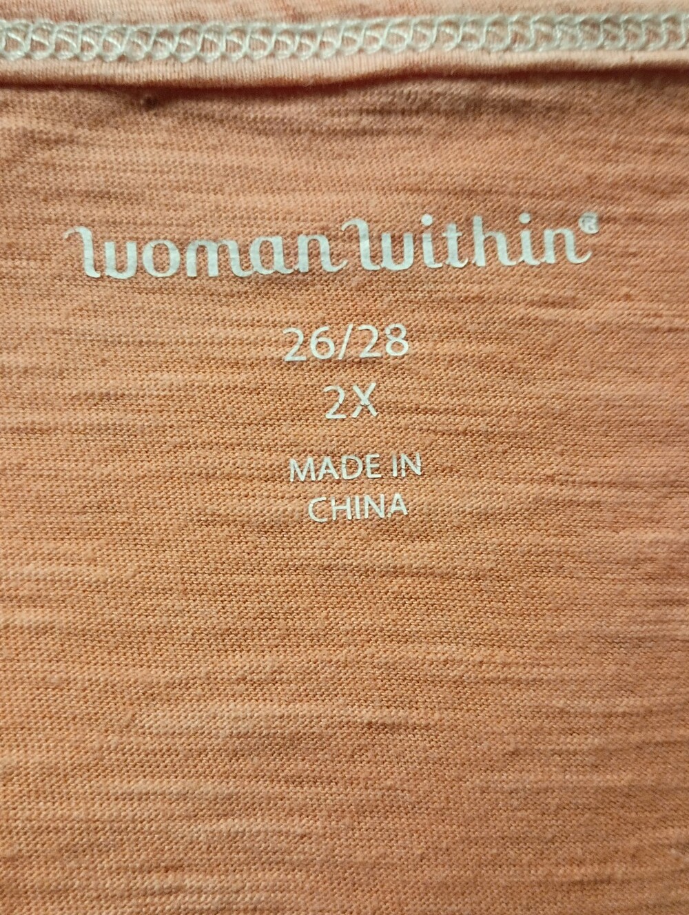 Woman Within Orange Ombre White Fade V-Neck Embroidered Top - Picture 6 of 7